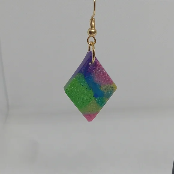 Hand Crafted Multicolor Diamond Earrings - Picture 3 of 6